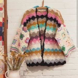 Gorgeous Travelers Coat Afghan Sweater by Honeybea one size